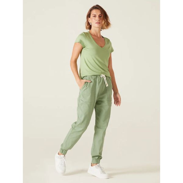 Blusa Básica Feminina Mullet Decote V Em Viscose Stretch Verde