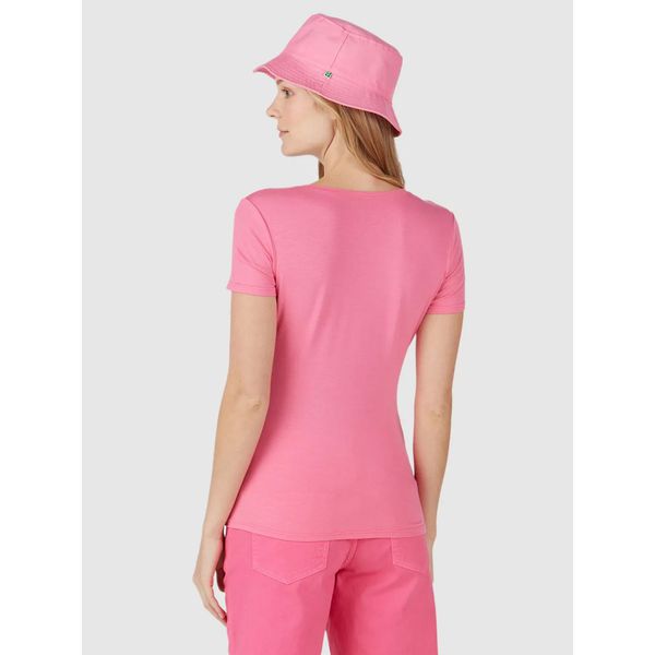 Blusa Básica Feminina Decote V Em Viscose Stretch Rosa