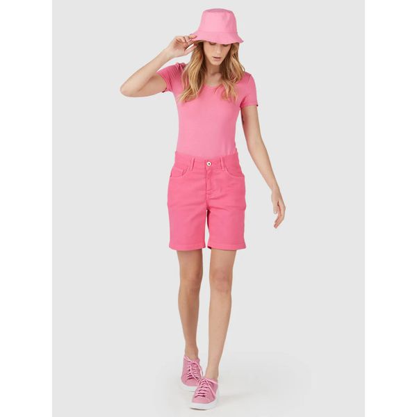 Blusa Básica Feminina Decote V Em Viscose Stretch Rosa