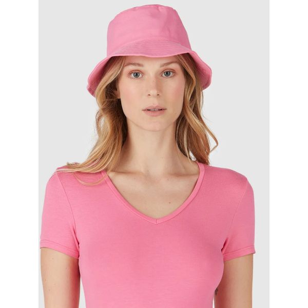 Blusa Básica Feminina Decote V Em Viscose Stretch Rosa