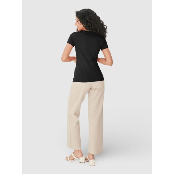 Blusa Básica Feminina Decote Redondo Em Algodão Preto