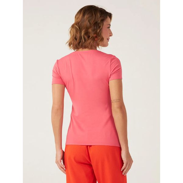 Blusa Básica Feminina Decote V Em Viscose Stretch Salmão