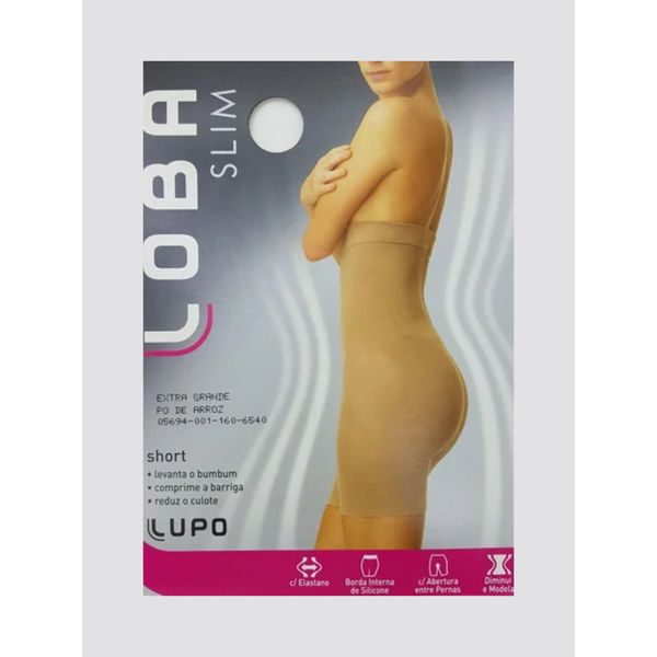 Cinta Short Feminina Adulto Modeladora Com Abertura Loba 5694 - Pó de Arroz