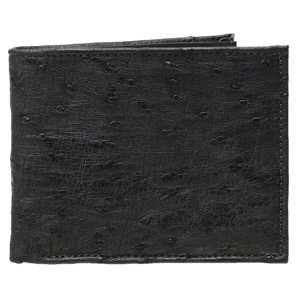 Carteira Mas. em couro de pescoço de avestruz (Struthio camelus) Preto