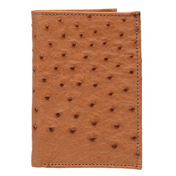 Carteira Masculina Em Couro de Avestruz (Struthio camelus) Conhaque