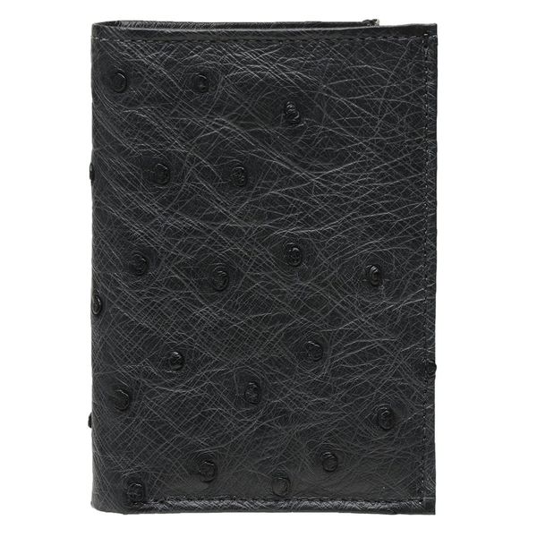 Carteira Masculina Em Couro de Avestruz (Struthio camelus) Chumbo