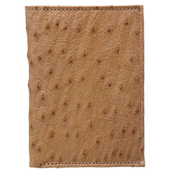 Carteira Masculina Em Couro de Pescoço de Aveztruz (Struthio camelus) Areia