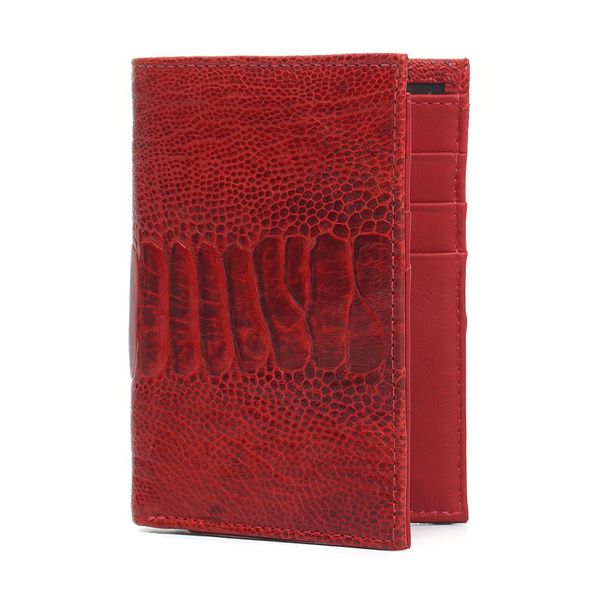 Carteira Masculina Em Couro de Canela de Avestruz (Struthio camelus) Vermelho