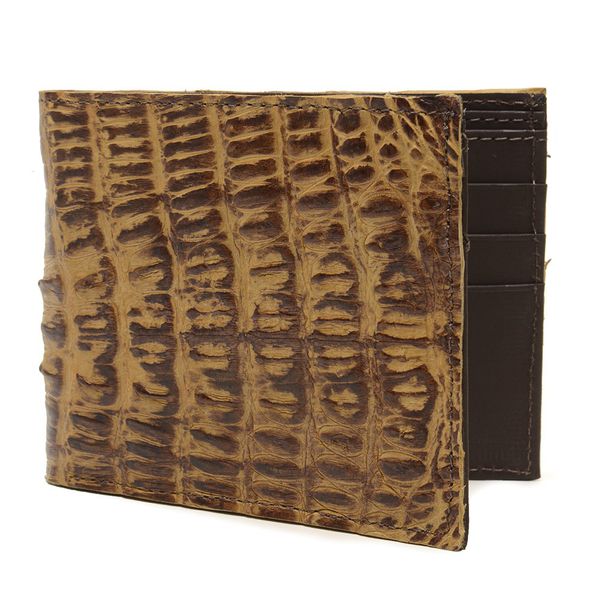 Carteira Masc. em couro de jacaré (Caiman yacare) Ocre Tamponado Chocolate