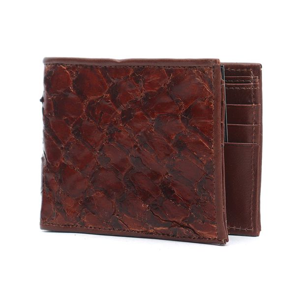 Carteira Masculina em Couro de Pirarucu (Arapaima Gigas ) Chocolate 