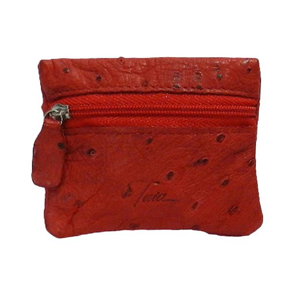 Porta Níquel em Couro de Avestruz (Struthio camelus) Vermelho