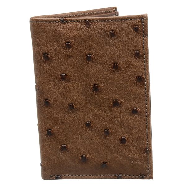 Carteira Masculina em Couro de Avestruz (Struthio camelus) Tabaco Meia