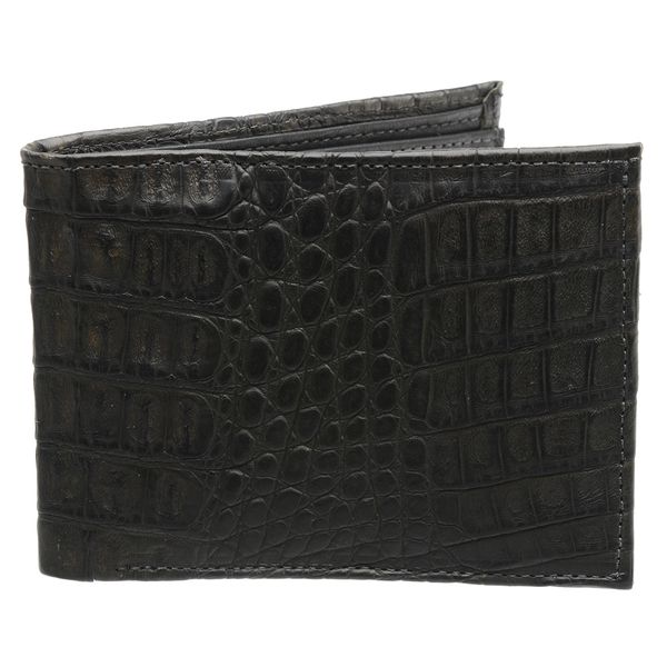 Carteira Mas. em couro de jacaré (Caiman Yacare ) Preto brilho