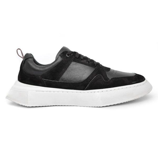 Tênis Casual Sneaker Masculino Confort Sola Quadrada Couro Preto