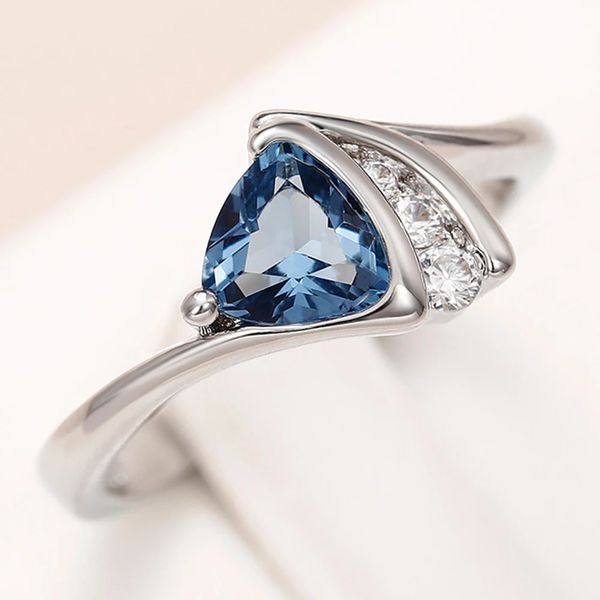 Anel de Pedra Azul com Zircônia Cúbica para Mulheres, Design Moderno, acessórios femininos para festas, presente delicado, versátil, joias, acessórios, na moda, elegante, novidade