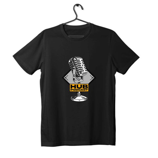 Camiseta Masculina Hubpodcast Microfone Preta