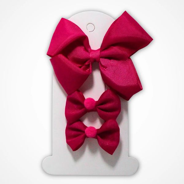 Laço Bico de Pato para Cabelo - Cartela com 3 Laços - VERMELHO