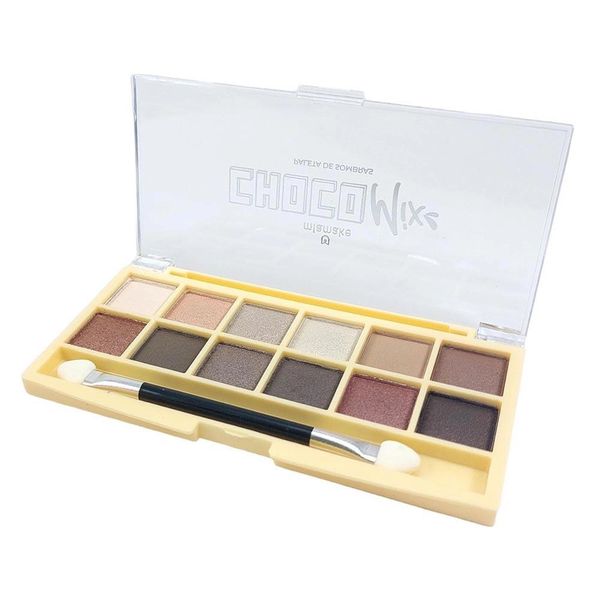 Paleta de Sombras 12 Cores - Choco Mix Chocolate Branco com Alta Fixação - Mia Make 341