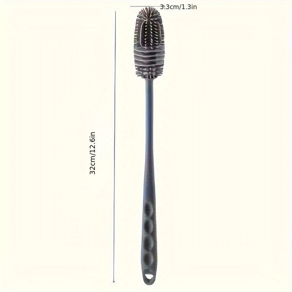 Escova com Cabo Longo para Limpeza de Copos, Garrafas, Xícaras – Escova para Remoção de Manchas Sulcos Sem Cantos Mortos – Ferramenta de Limpeza Multifuncional para Cozinha – 33 cm de comprimento