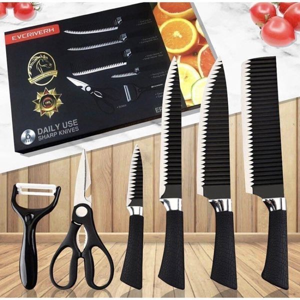Conjunto de Facas de Revestimento Antiaderente C/ 6 peças de Aço Inoxidável - Sharp Knives