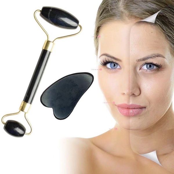 Rolo Pedra de Jade Placa Gua Sha Massagem Facial Anti Ruga