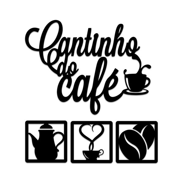 Kit Cantinho do Café 4 Peças 30cm Decoração Maravilhosa para Cozinha C/Dupla Face
