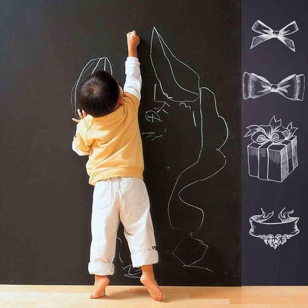Lousa Adesiva de Parede Folha de Lousa Quadro Negro Preto Fosco - 45cm x 2m