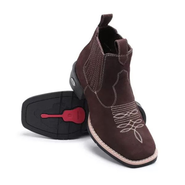 Botina Texana Country Unissex Bota Bico Quadrado Caf Bege PESSONI