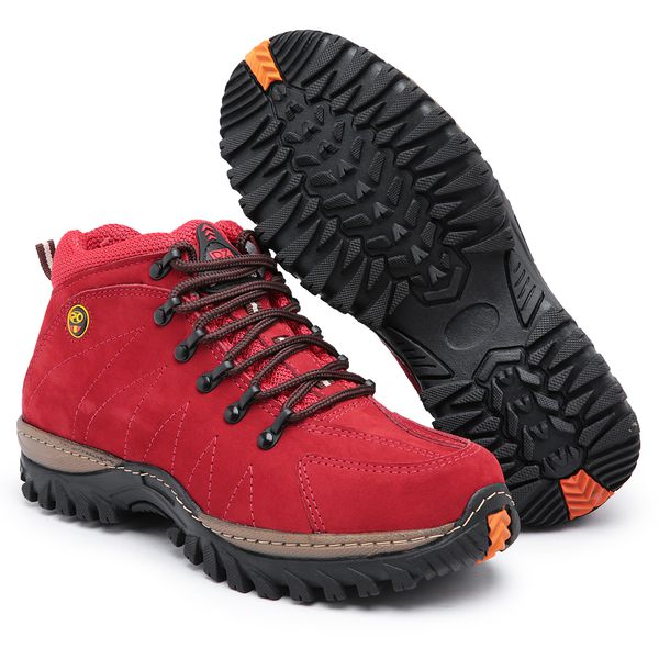 Bota de couro vermelha masculina sales