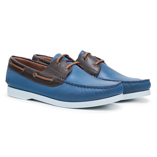 Dockside Masculino Couro Bicolor Flint Blue Caf Sapatos Lujan