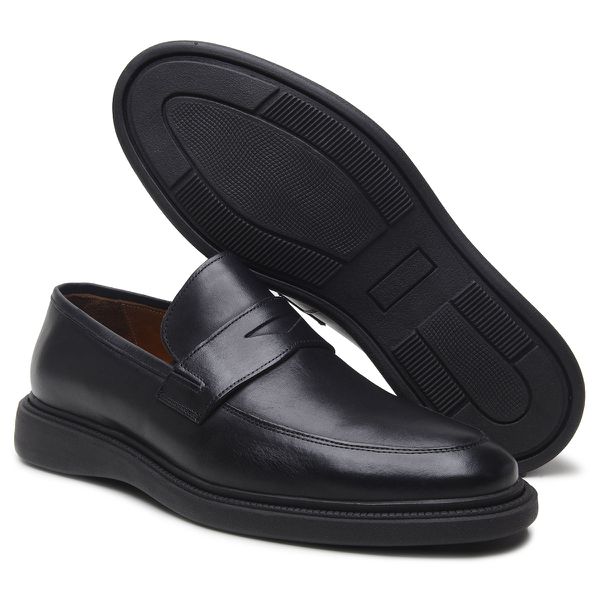 Loafer Clasic Mocassim RENZO PRETO em Couro Legitimo Sola Micro Expandida - LANÇAMENTO! 