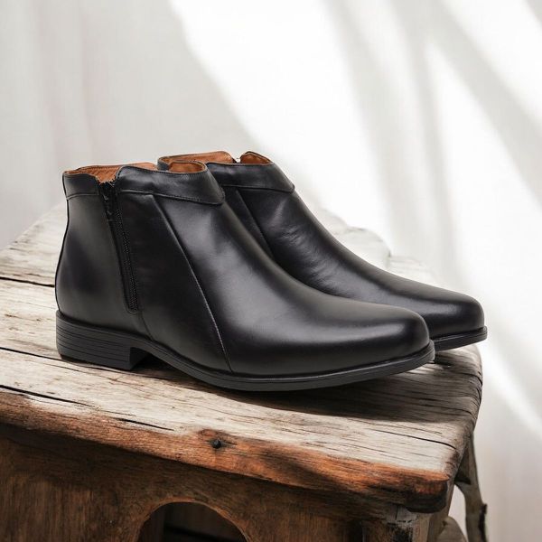 Bota Chelsea Masculina em Couro Legítimo Preta