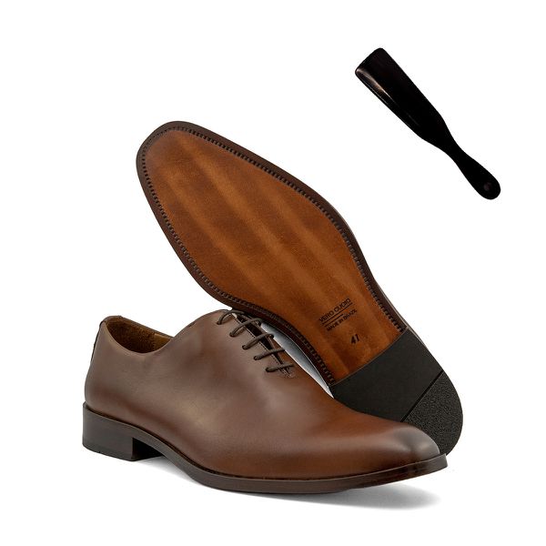 Kit Sapato Social Wholecut Vero Cuoio Café e Calça... - Turunelli Calçados
