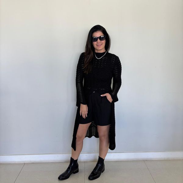 Bata Feminina Rendada Tricô - Preto