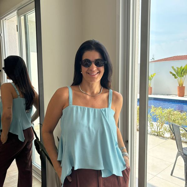 Blusa Feminina Assimétrica Alça - Azul