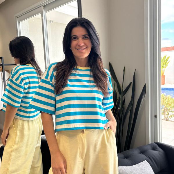 Blusa Feminina Stripe Color - Azul