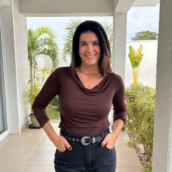 Blusa Feminina Viscolycra Manga Longa - Marrom Escuro