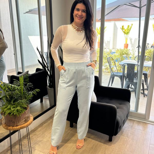Calça Feminina Avila Elástico - Azul Bebê