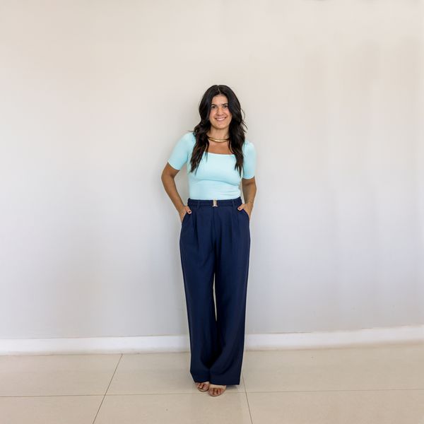 Calça Feminina Flat Ice com Cinto - Marinho