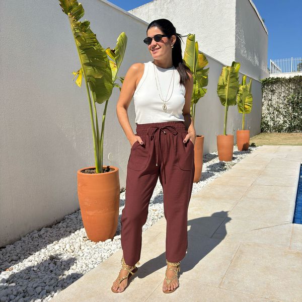 Calça Feminina Sarja Marante - Café