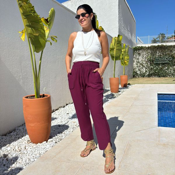 Calça Feminina Sarja Marante - Vinho