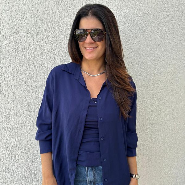 Camisa Feminina Viscolinho - Marinho