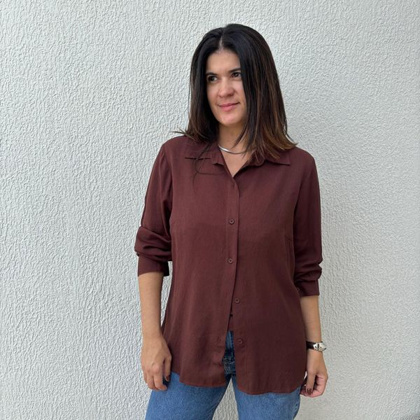 Camisa Feminina Viscolinho - Marrom