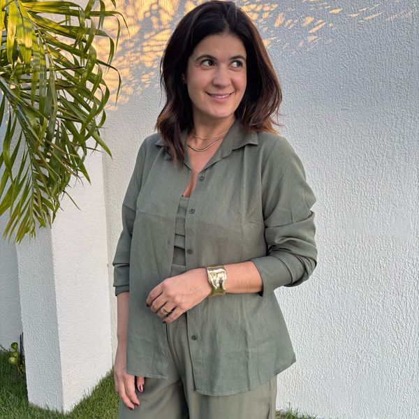 Camisa Feminina Viscolinho - Militar