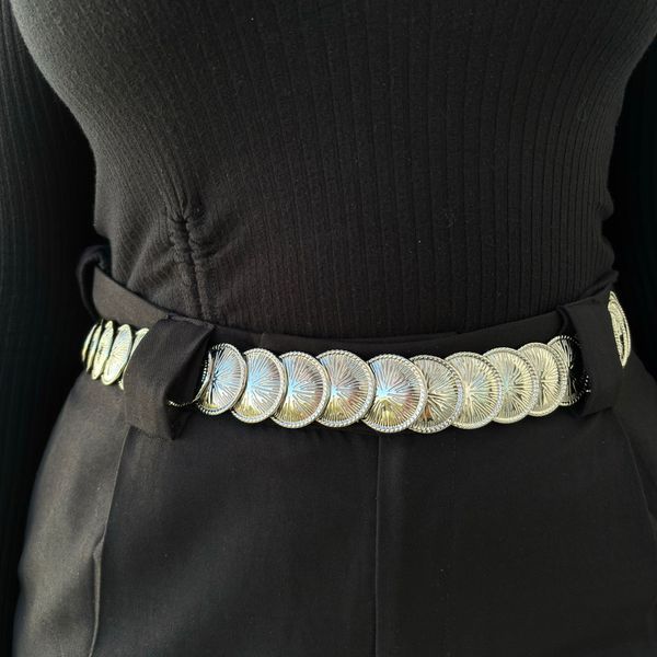 Cinto Feminino Moedas Textura - Prata