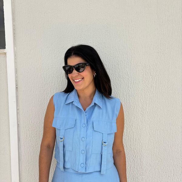 Colete Feminino Julia - Azul Bebê
