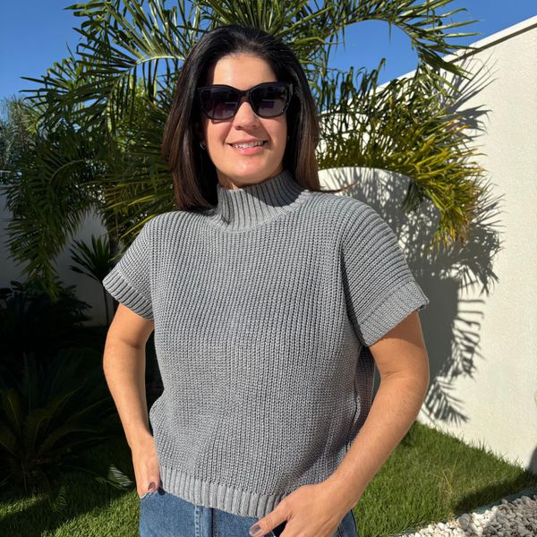 Colete Feminino Tricô - Cinza Claro