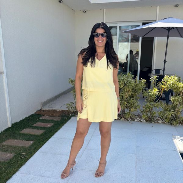 Conjunto Feminino Shorts Saia Argola - Manteiga