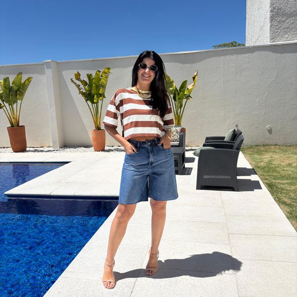 Jorts Jeans Feminino Oversized - Escuro