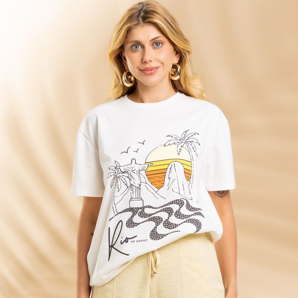 T-Shirt Feminina Rio - Off White